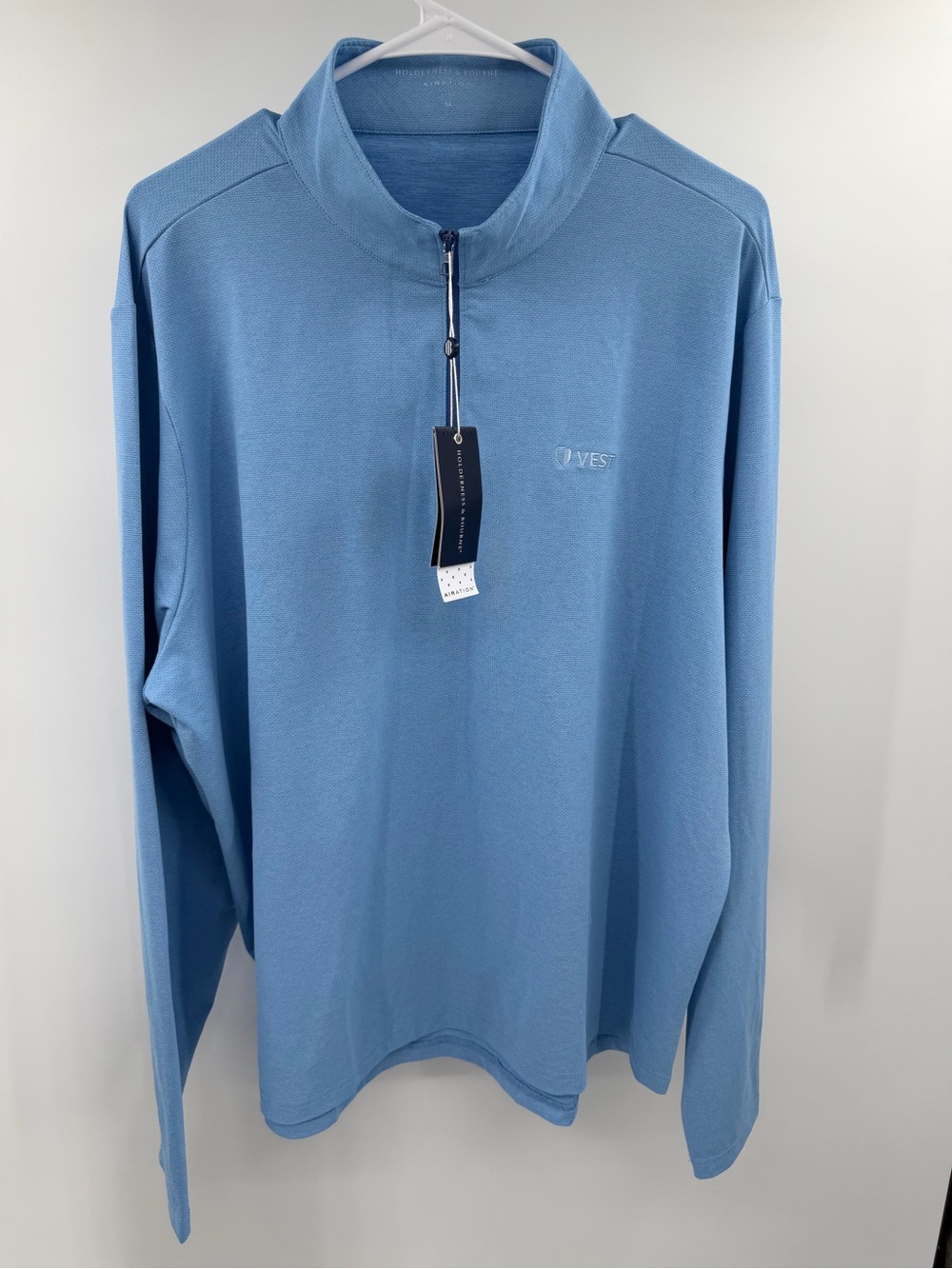 Holderness & Bourne Airation The Bell Light Blue Quarter-Zip Pullover XL New